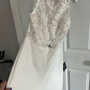 Lulu's Cream Sheath Jumpsuit V-neck Sleeveless Bride